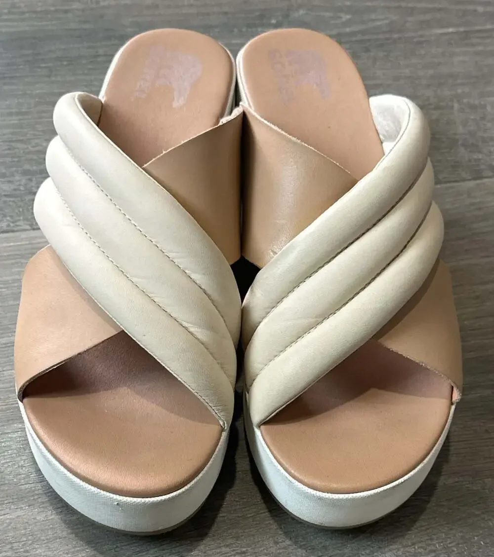 Sorel Cameron Puff Leather Wedge Sandals